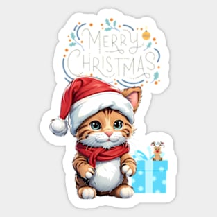 Merry Christmas Santa Cat Sticker